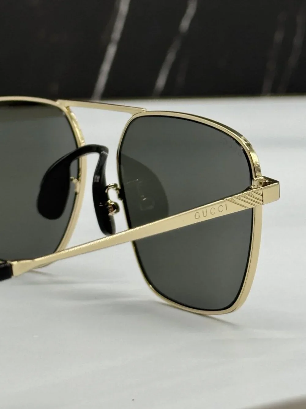 NEW GUCCI GG0743S 001 SUNGLASSES GOLD/GRAY UNISEX EYEWEAR